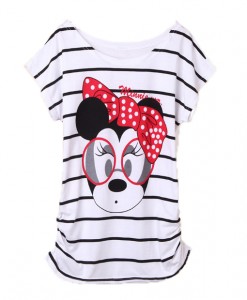 T-shirt Femme Minnie Mouse Black Stripes