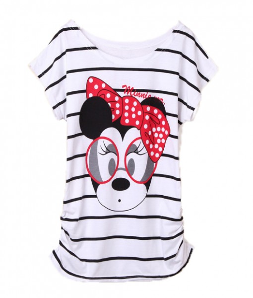 T-shirt Femme Minnie Mouse Black Stripes