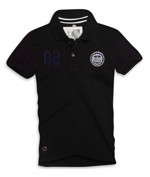 Paul Stragas Polo piqué Number 82 Black 02