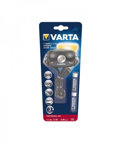 Lampe Frontale VARTA Rechargeable - 300 Lumens, Pivotante, Étanche IPX4