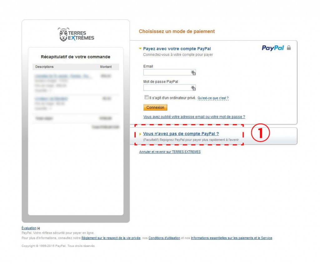 Je n'ai pas de compte PayPal !