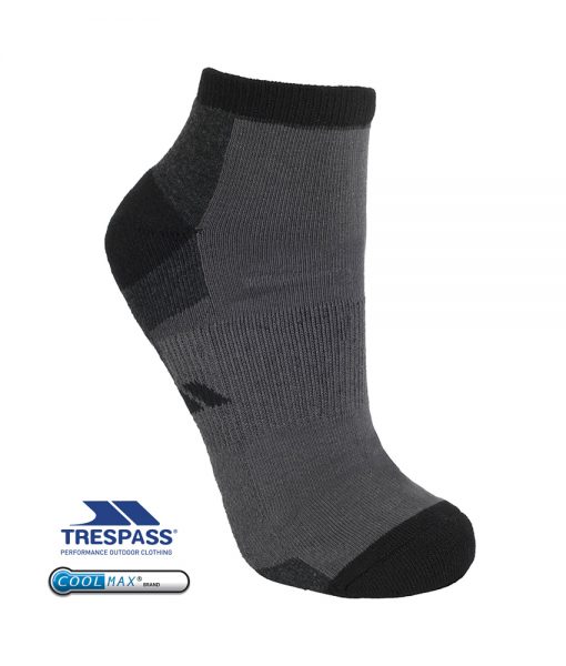 Trespass Inclined Mens Trainer Socks Black